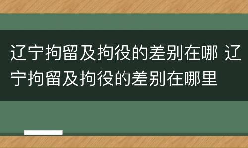 辽宁拘留及拘役的差别在哪 辽宁拘留及拘役的差别在哪里