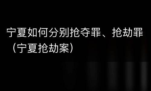 宁夏如何分别抢夺罪、抢劫罪（宁夏抢劫案）