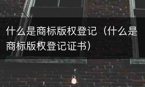 什么是商标版权登记(什么是商标版权登记证书)