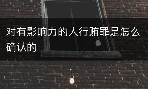 对有影响力的人行贿罪是怎么确认的
