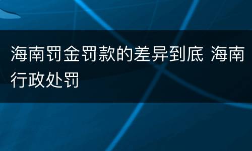 海南罚金罚款的差异到底 海南行政处罚