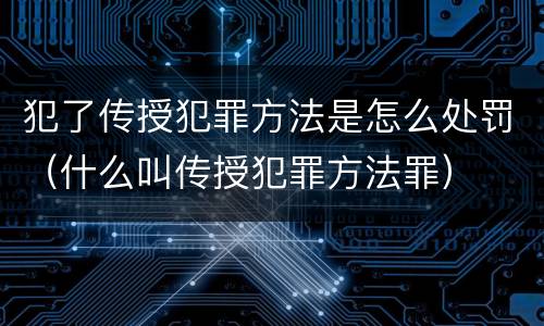 犯了传授犯罪方法是怎么处罚（什么叫传授犯罪方法罪）
