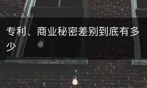 专利、商业秘密差别到底有多少