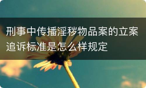 刑事中传播淫秽物品案的立案追诉标准是怎么样规定