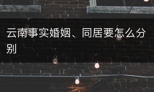 云南事实婚姻、同居要怎么分别