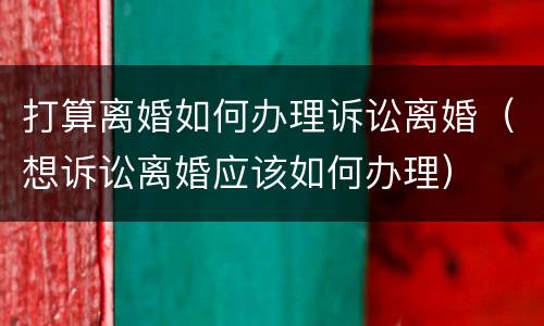 打算离婚如何办理诉讼离婚（想诉讼离婚应该如何办理）