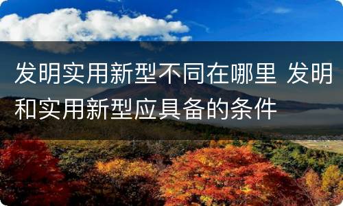 发明实用新型不同在哪里 发明和实用新型应具备的条件
