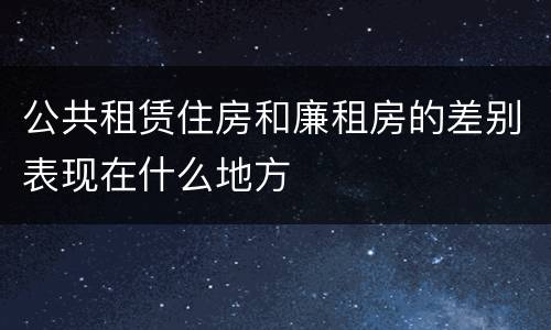 公共租赁住房和廉租房的差别表现在什么地方