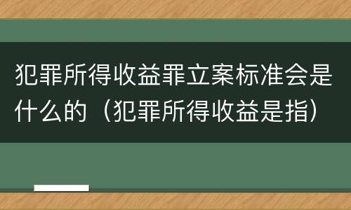 犯罪所得收益罪立案标准会是什么的（犯罪所得收益是指）