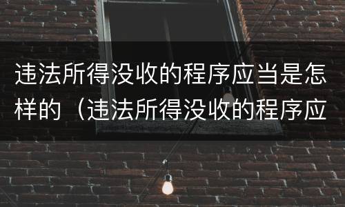违法所得没收的程序应当是怎样的（违法所得没收的程序应当是怎样的行为）