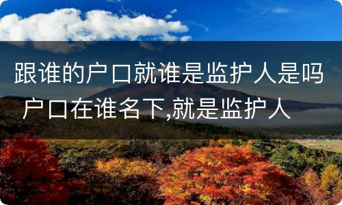 跟谁的户口就谁是监护人是吗 户口在谁名下,就是监护人
