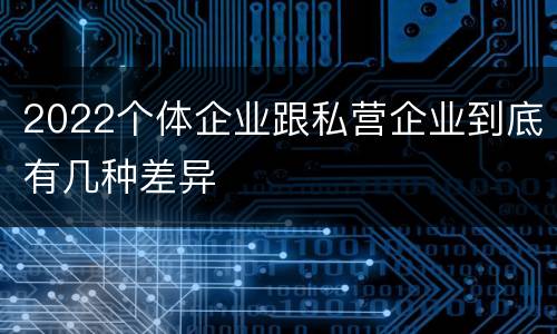 2022个体企业跟私营企业到底有几种差异