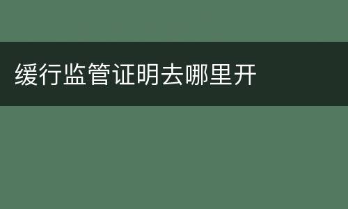 缓行监管证明去哪里开