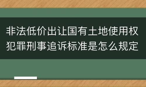非法低价出让国有土地使用权犯罪刑事追诉标准是怎么规定