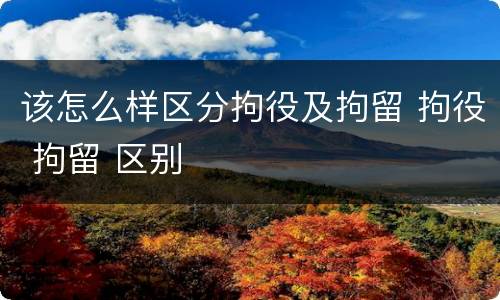 该怎么样区分拘役及拘留 拘役 拘留 区别
