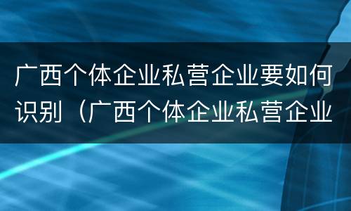 广西个体企业私营企业要如何识别（广西个体企业私营企业要如何识别企业名称）