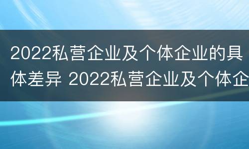 2022私营企业及个体企业的具体差异 2022私营企业及个体企业的具体差异分析