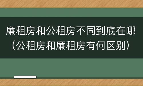 廉租房和公租房不同到底在哪（公租房和廉租房有何区别）