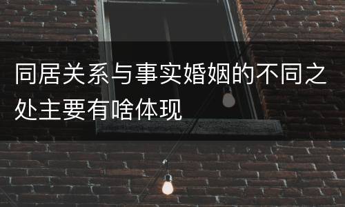 同居关系与事实婚姻的不同之处主要有啥体现