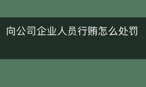 向公司企业人员行贿怎么处罚