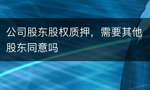 公司股东股权质押，需要其他股东同意吗