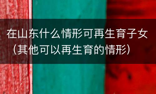 在山东什么情形可再生育子女（其他可以再生育的情形）