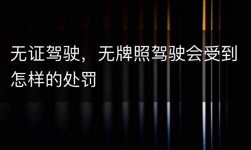 无证驾驶，无牌照驾驶会受到怎样的处罚