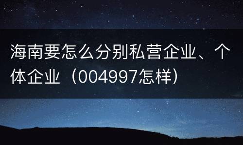 海南要怎么分别私营企业、个体企业（004997怎样）