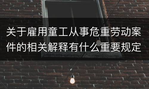 关于雇用童工从事危重劳动案件的相关解释有什么重要规定