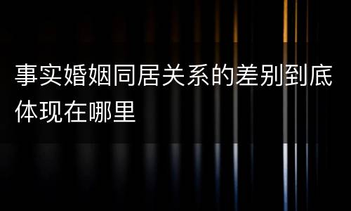 事实婚姻同居关系的差别到底体现在哪里
