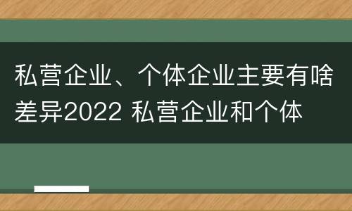 私营企业、个体企业主要有啥差异2022 私营企业和个体