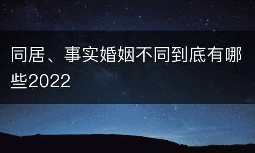 同居、事实婚姻不同到底有哪些2022
