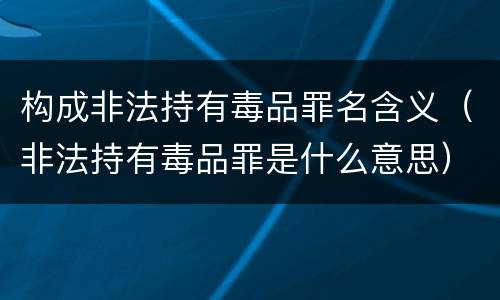 构成非法持有毒品罪名含义（非法持有毒品罪是什么意思）