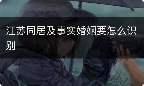 江苏同居及事实婚姻要怎么识别