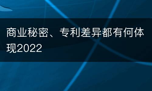 商业秘密、专利差异都有何体现2022