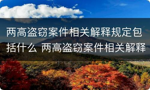 两高盗窃案件相关解释规定包括什么 两高盗窃案件相关解释规定包括什么