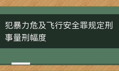 犯暴力危及飞行安全罪规定刑事量刑幅度