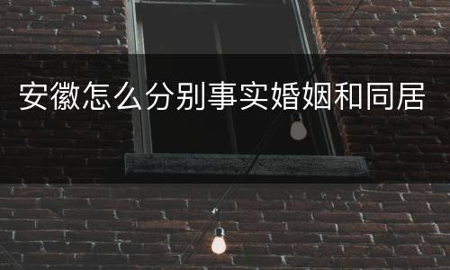 安徽怎么分别事实婚姻和同居