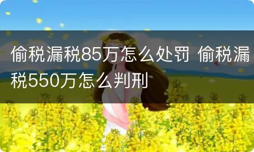 偷税漏税85万怎么处罚 偷税漏税550万怎么判刑