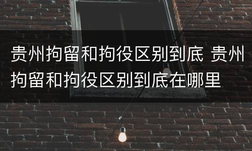 贵州拘留和拘役区别到底 贵州拘留和拘役区别到底在哪里