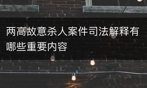 两高故意杀人案件司法解释有哪些重要内容