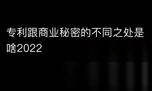 专利跟商业秘密的不同之处是啥2022