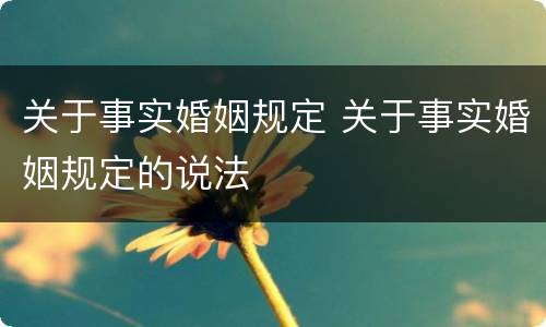 关于事实婚姻规定 关于事实婚姻规定的说法