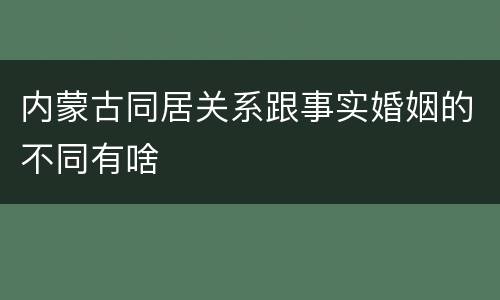 内蒙古同居关系跟事实婚姻的不同有啥