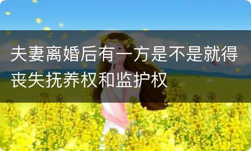 夫妻离婚后有一方是不是就得丧失抚养权和监护权
