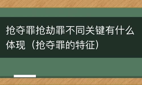 抢夺罪抢劫罪不同关键有什么体现（抢夺罪的特征）