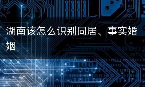 湖南该怎么识别同居、事实婚姻