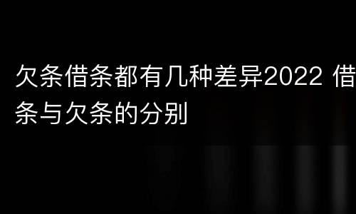 欠条借条都有几种差异2022 借条与欠条的分别