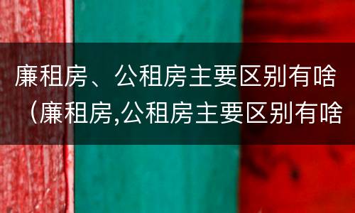 廉租房、公租房主要区别有啥（廉租房,公租房主要区别有啥特点）