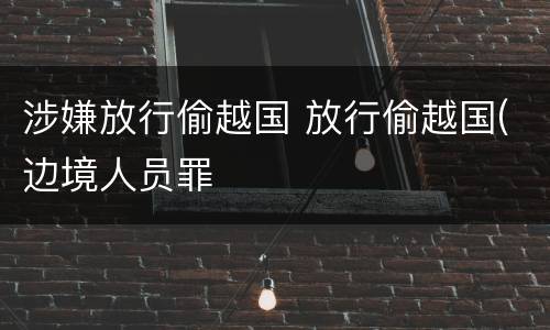 涉嫌放行偷越国 放行偷越国(边境人员罪
